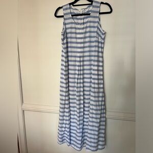 J Jill J. Jill Love Linen sleeveless striped blue white dress Medium Petite